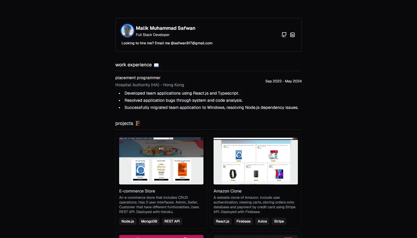 Malik Muhammad Safwan's portfolio