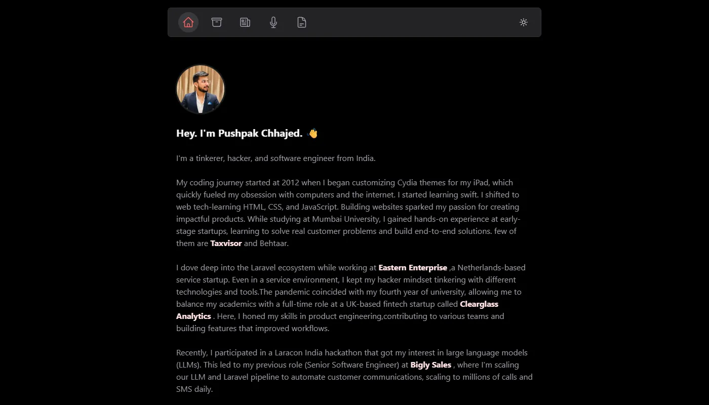 Pushpak Chhajed's portfolio