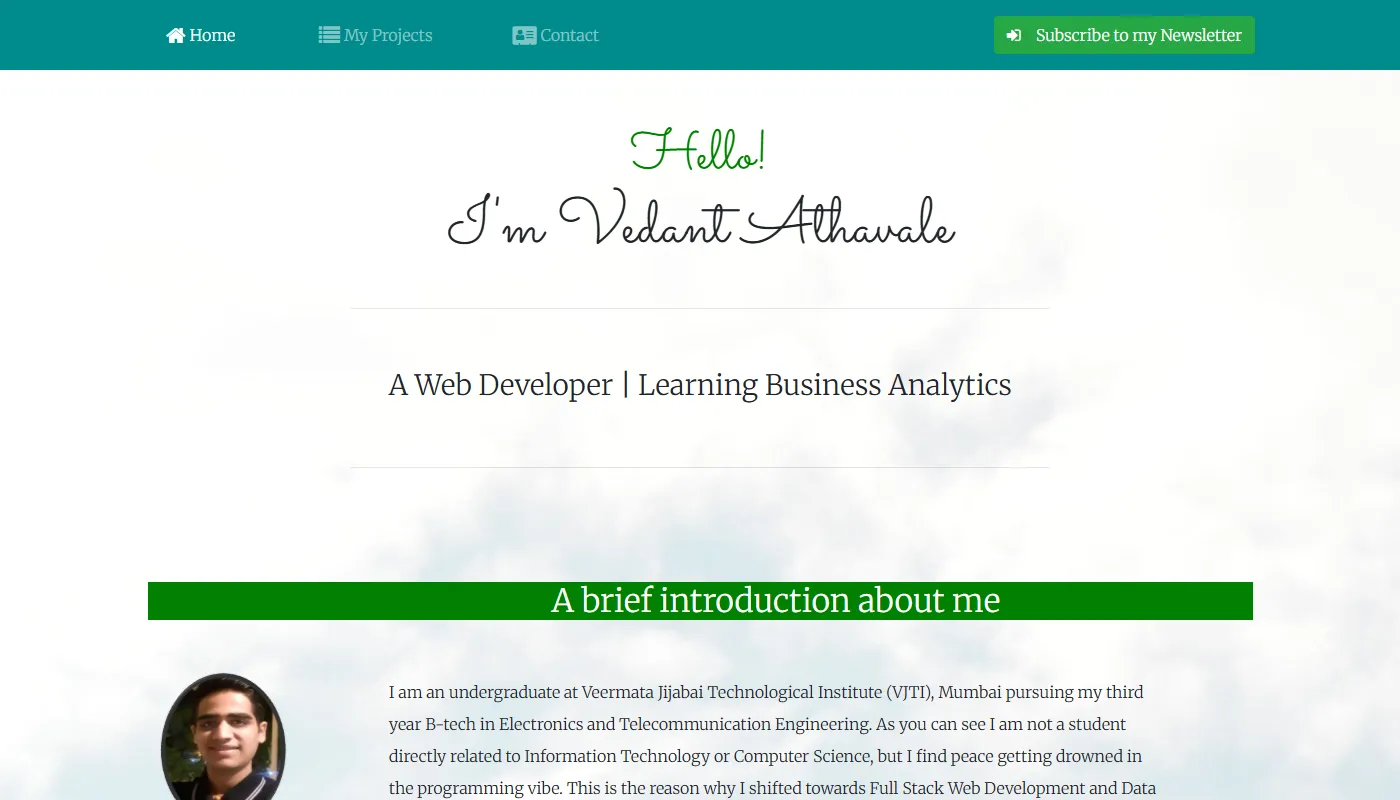 Vedant Milind Athavale's portfolio