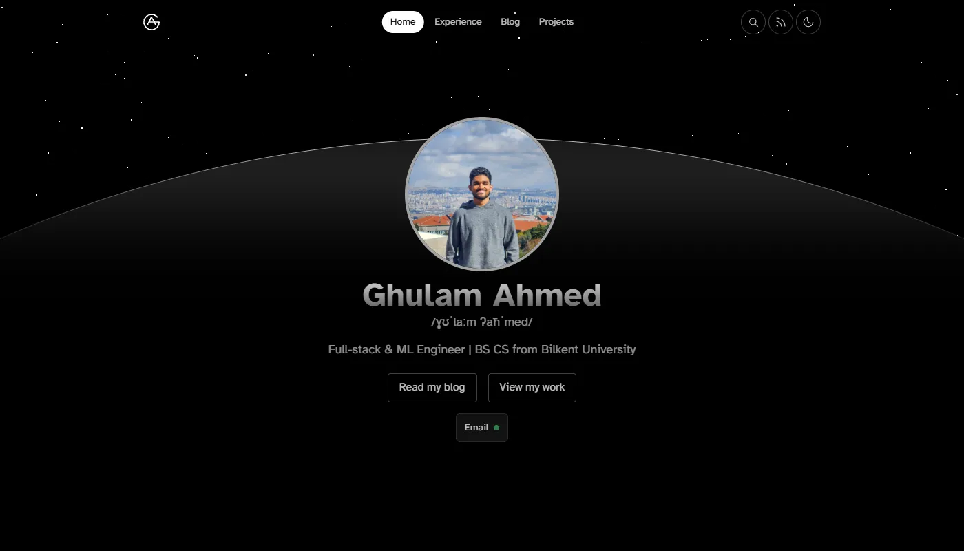 Ghulam Ahmed's portfolio