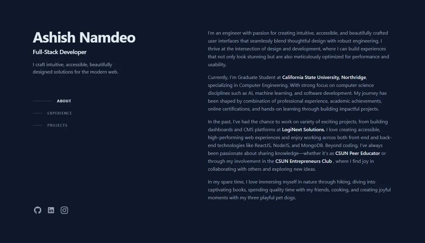 Ashish Namdeo's portfolio