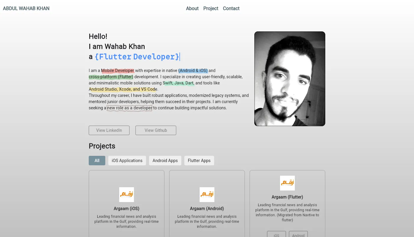 Abdul Wahab Khan's portfolio