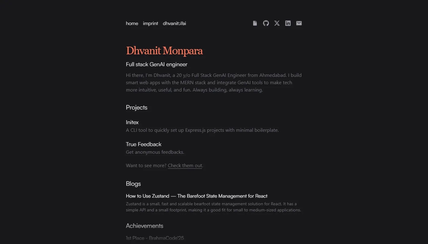 Dhvanit Monpara's portfolio