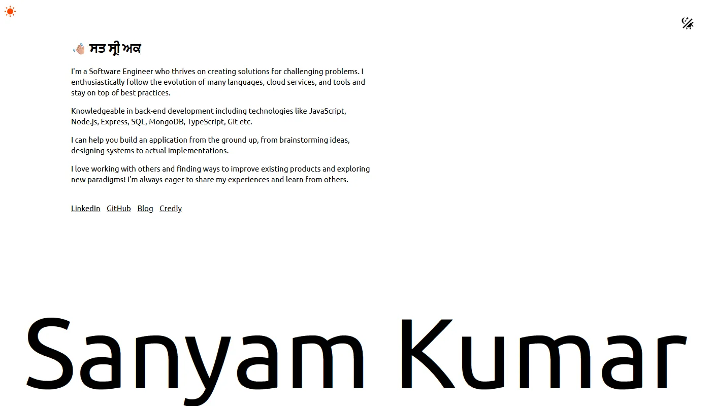 Sanyam Kumar's portfolio