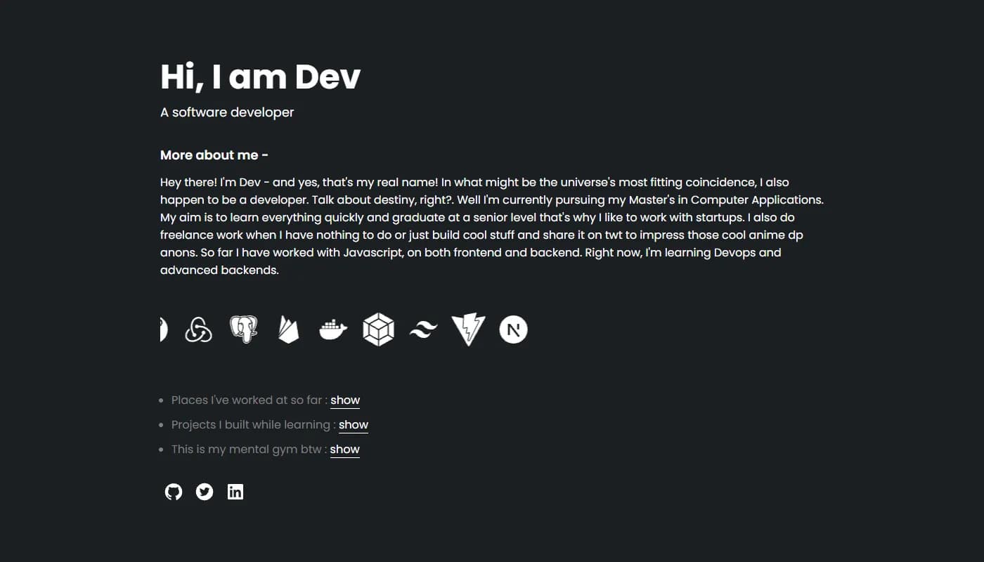 Dev's portfolio