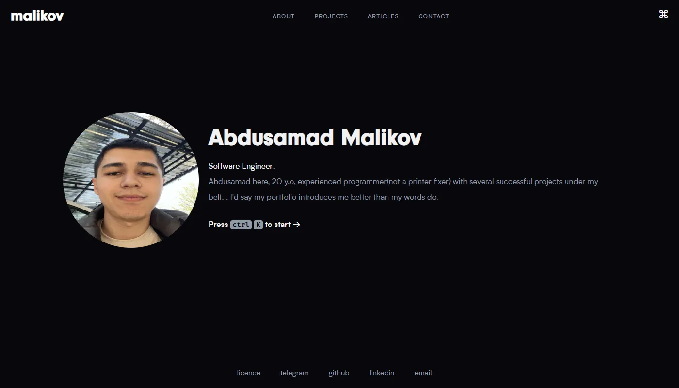 Abdusamad Malikov's portfolio