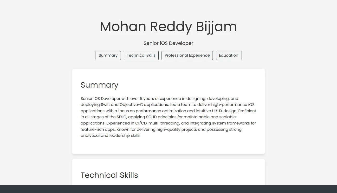 Mohan Reddy's portfolio